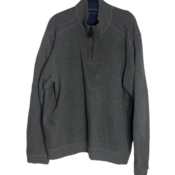 Tommy Bahama Men's XXL 1/2 Zip Mock Neck Gray & Blue Reversible Pullover Sweater - Picture 1 of 8